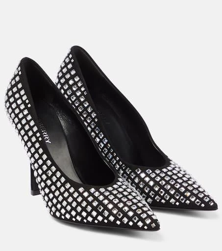 Burberry Crystal-embellished suede pumps 1