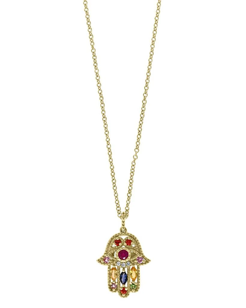 Bloomingdale
s Rainbow Gemstone 
Diamond Hamsa Pendant Necklace in 14K Yellow Gold, 18" 1