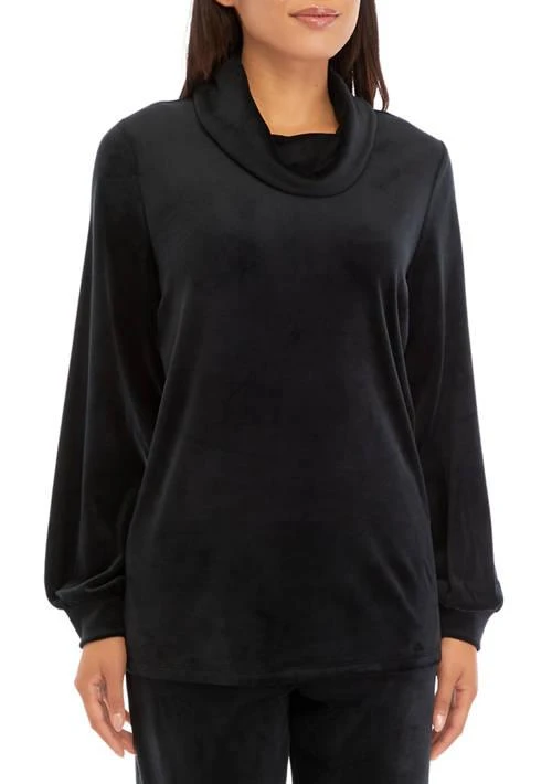 Kim Rogers® Rogers Womens Velour Cowl Neck Top 1