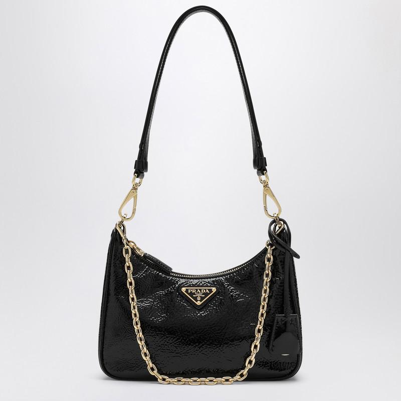 Prada Black Re-Edition mini bag in Naplak patent leather