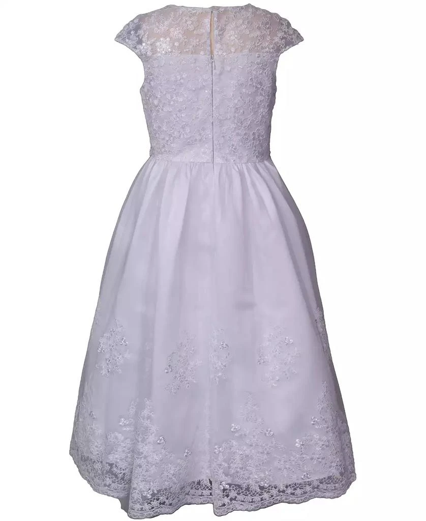 Bonnie Jean Big Girls Embroidered Cap Sleeve Communion Dress 5