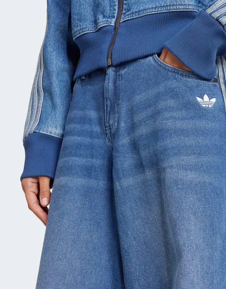 Adidas adidas Originals Adilenium wide fit jeans in blue 2