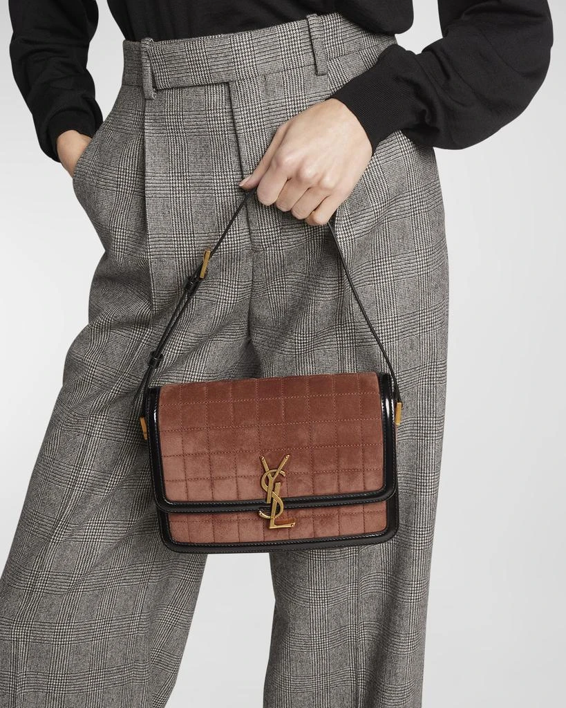 Yves Saint Laurent Solferino Medium YSL Crossbody Bag in Quilted Suede And Spazzolato Leather 4