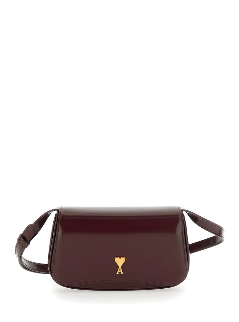 ショルダーバッグ・ポシェット AMI PARIS SMALL CROSSBODY PARIS PARIS BAG\nGLAZED LEATHER AMI Small Crossbody Paris Paris Bag Glazed Leather