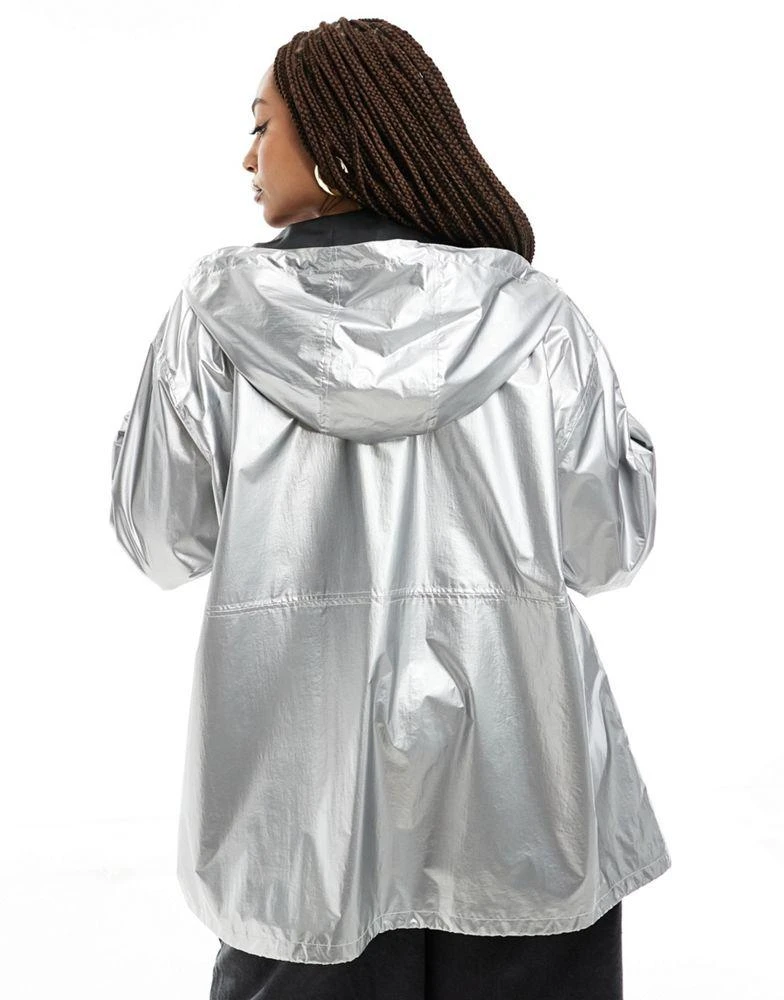 ASOS ASOS DESIGN Curve metallic rain bomber jacket in silver 3