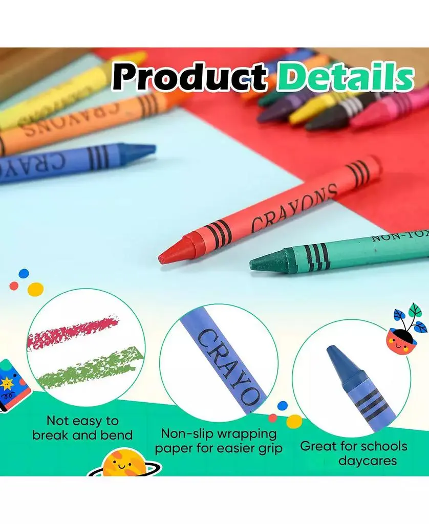 GNUADZ Crayons Bulk Mini Wrapped Wax Party Classroom 4