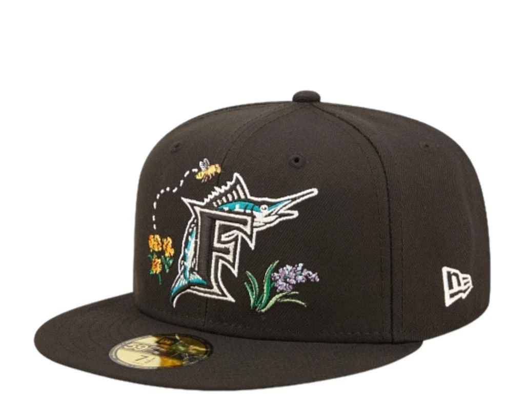 New Era Miami Marlins Watercolor Floral 59FIFTY Black Fitted 60288098 1
