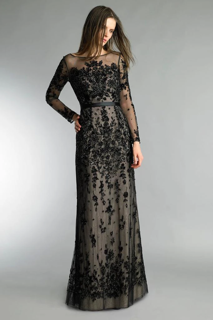 Basix Black Label Long Sleeve Sleeveless Evening Dress 1