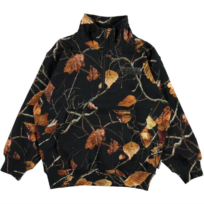 MOLO Autumn leaves print zipped jacket in black