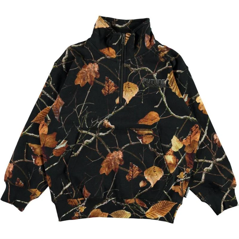 Molo Autumn leaves print zipped jacket in black 1