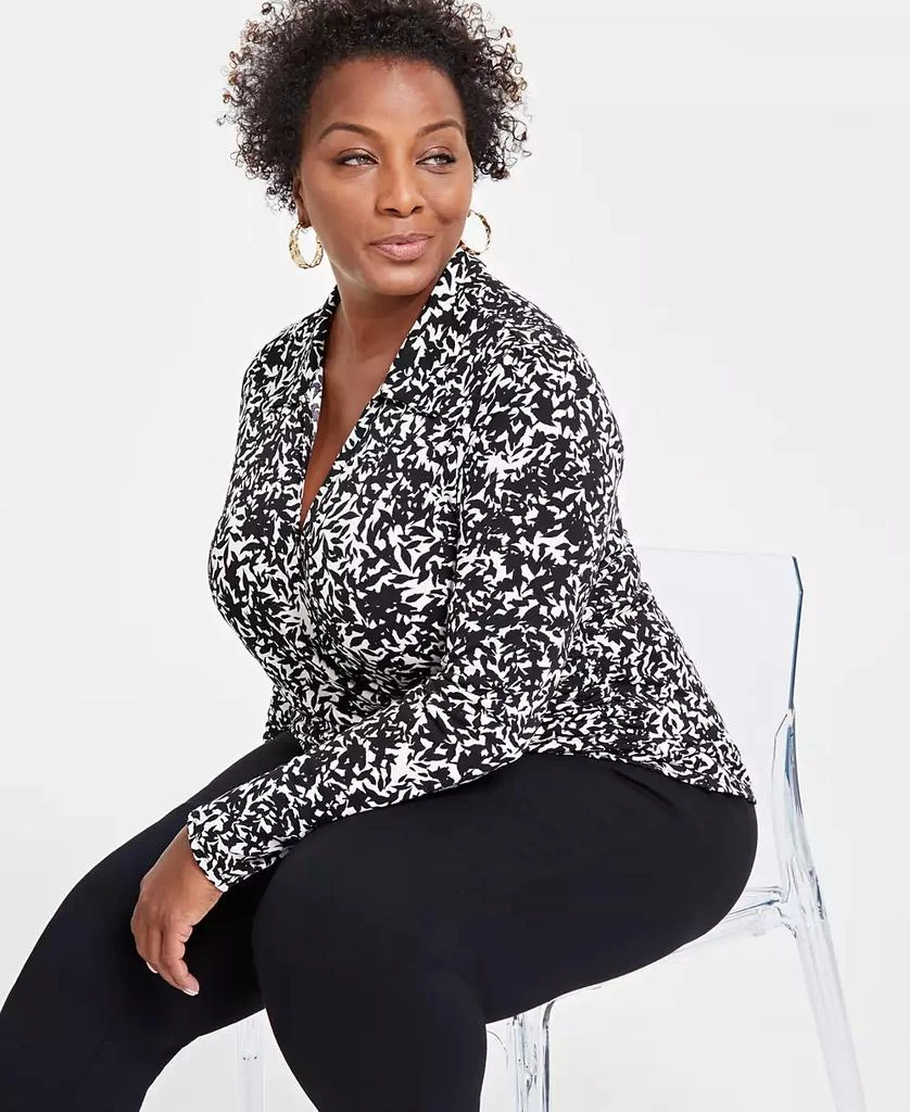 INC International Plus Size Printed Faux-Wrap Top, Created for Macy's 3