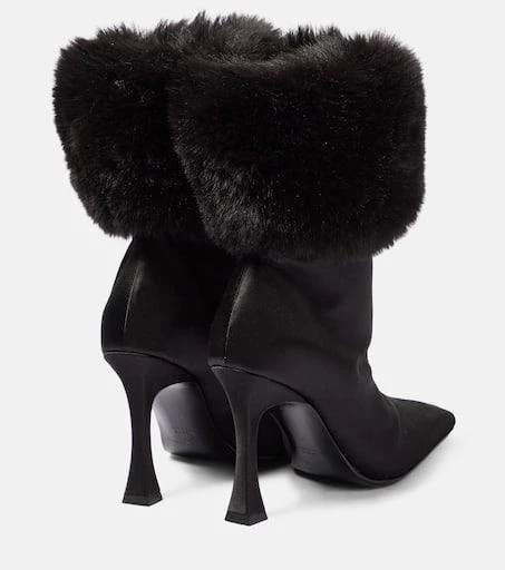 Magda Butrym Faux fur-trimmed satin ankle boots 3