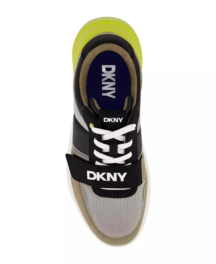 DKNY Men's Mixed Media Runner with Front Logo Strap Sneakers 4