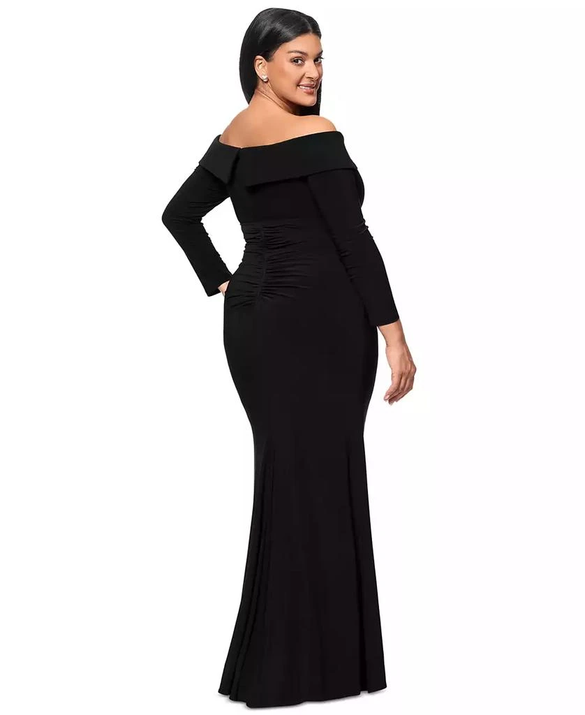XSCAPE Plus Size Off-The-Shoulder Ruched Evening Gown 2