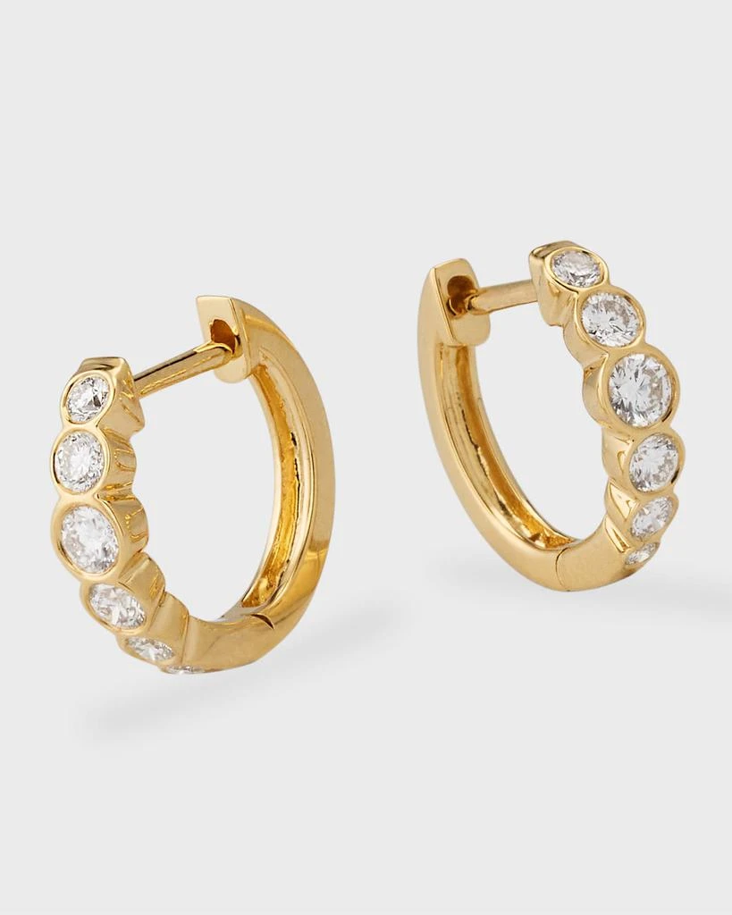 Anita Ko 18K Yellow Gold Bezeled Round Diamond Beverly Huggie Earrings 3
