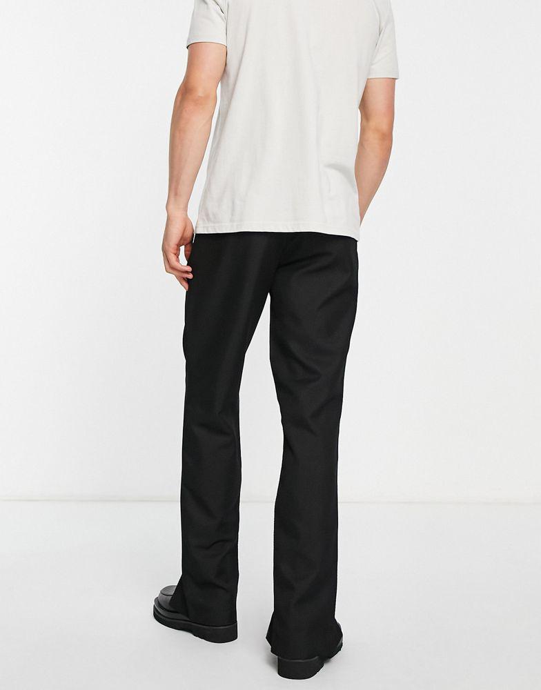 Topman Topman straight stacker trousers in black