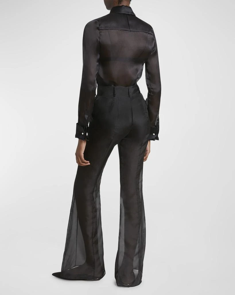 Gabriela Hearst Rhein High-Rise Sheer Silk Flared Pants 4