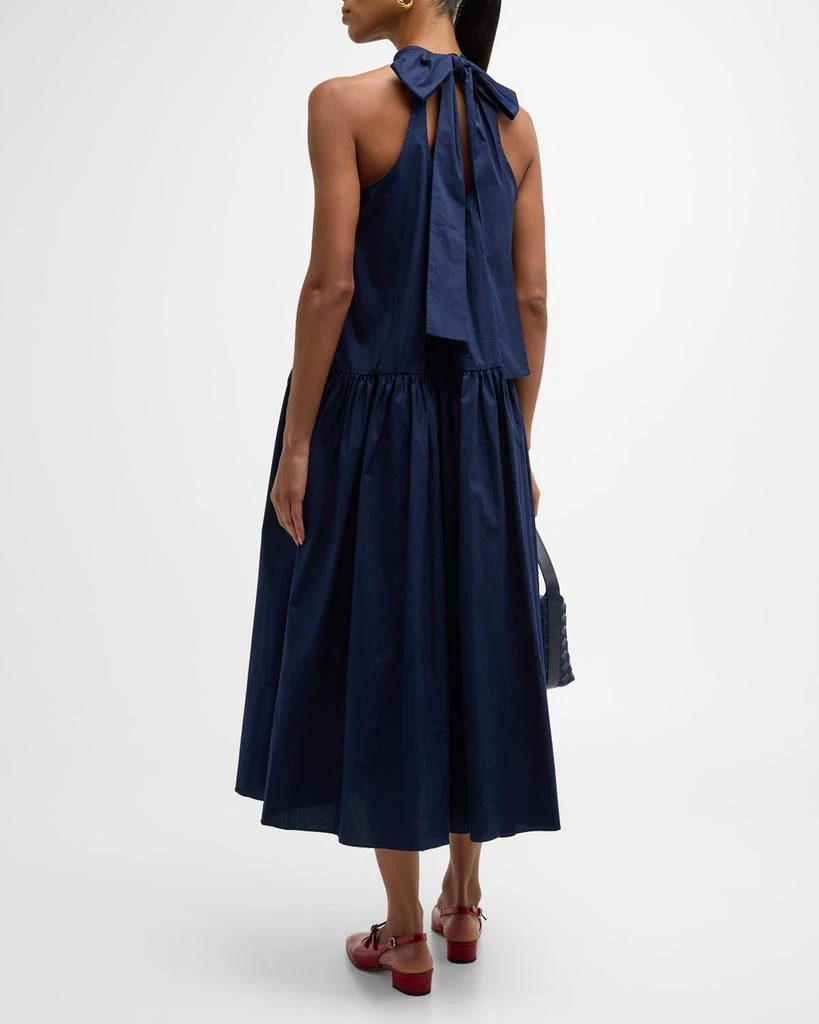 Staud Marlowe Halter Neck-Tie Cotton Poplin Midi Dress 4
