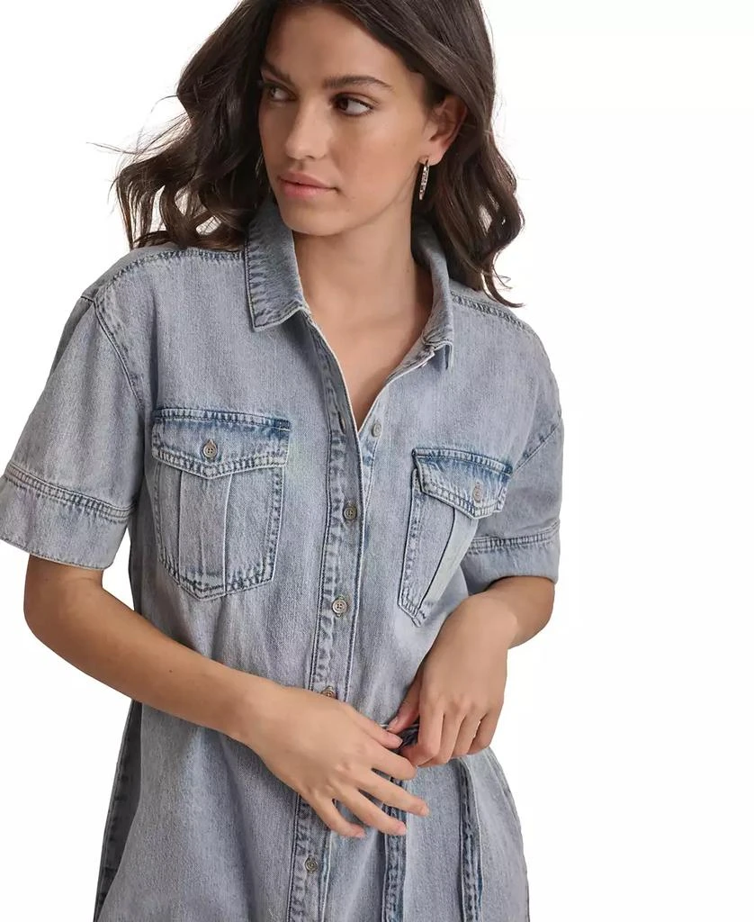 DKNY Women's Denim Self Belted  Shirtdress 4