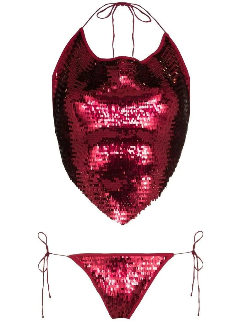 NA Red sequined Bandana Bikini Set 1