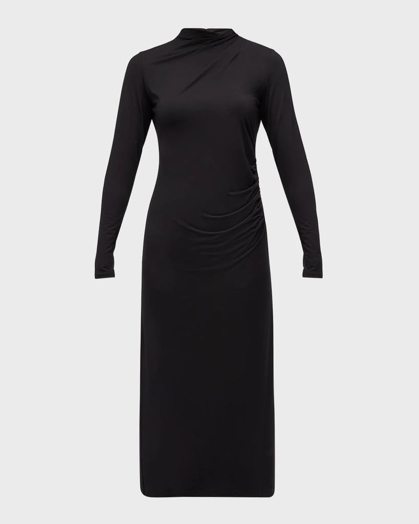 Vince Long-Sleeve Ruched TurtleNeck Midi Dress 1