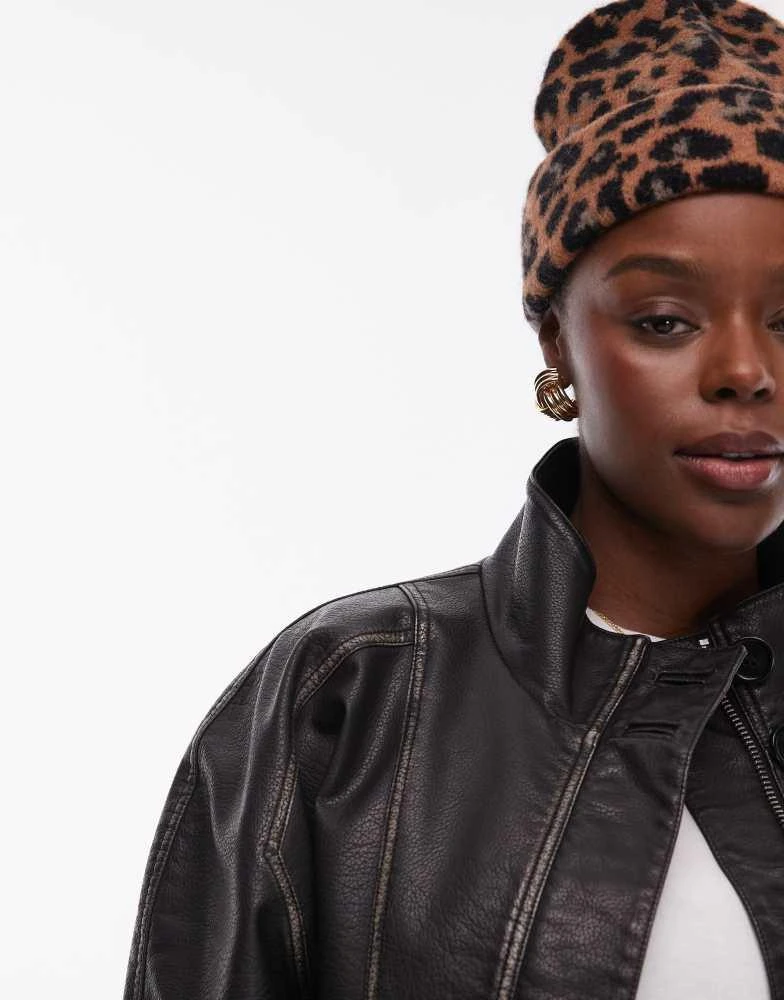 ALL SAINTS AllSaints brushed beanie in leopard print 2