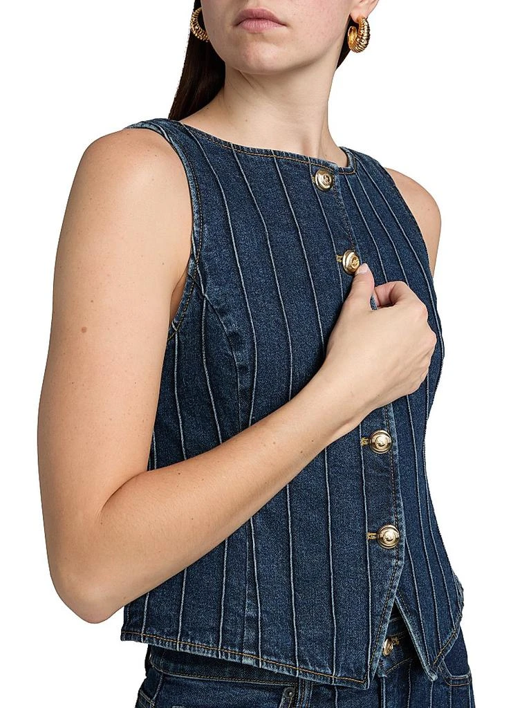 Cinq à Sept Camen Denim Pintuck Button-Down Vest 6