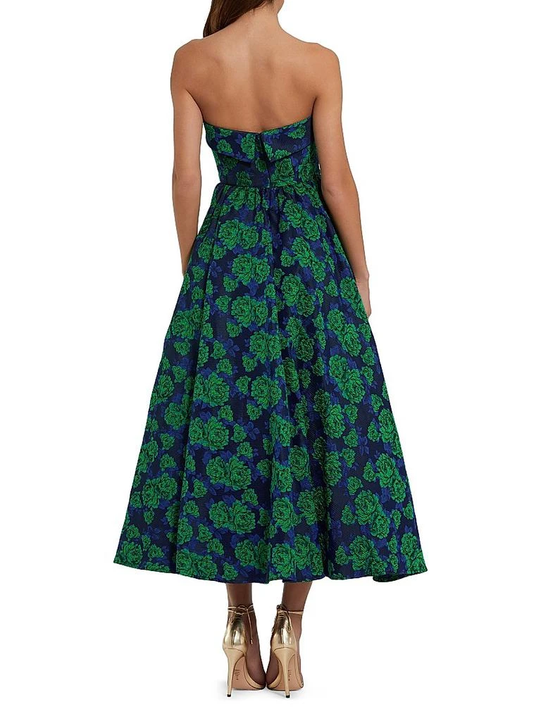 Mac Duggal Women's Brocade Strapless A Line Midi Dress - Green - Size 2 - Emerald Multi