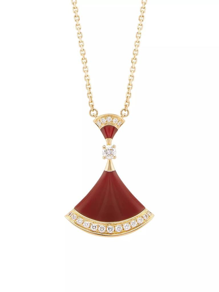 BVLGARI Divas' Dream 18K Rose Gold, Carnelian & Diamond Pendant Necklace 1