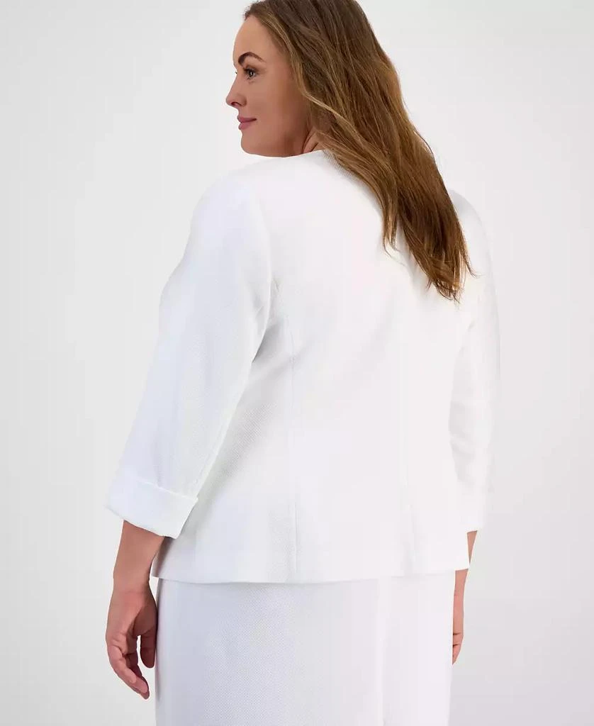 Kasper Plus Size Textured Open Front Blazer 4