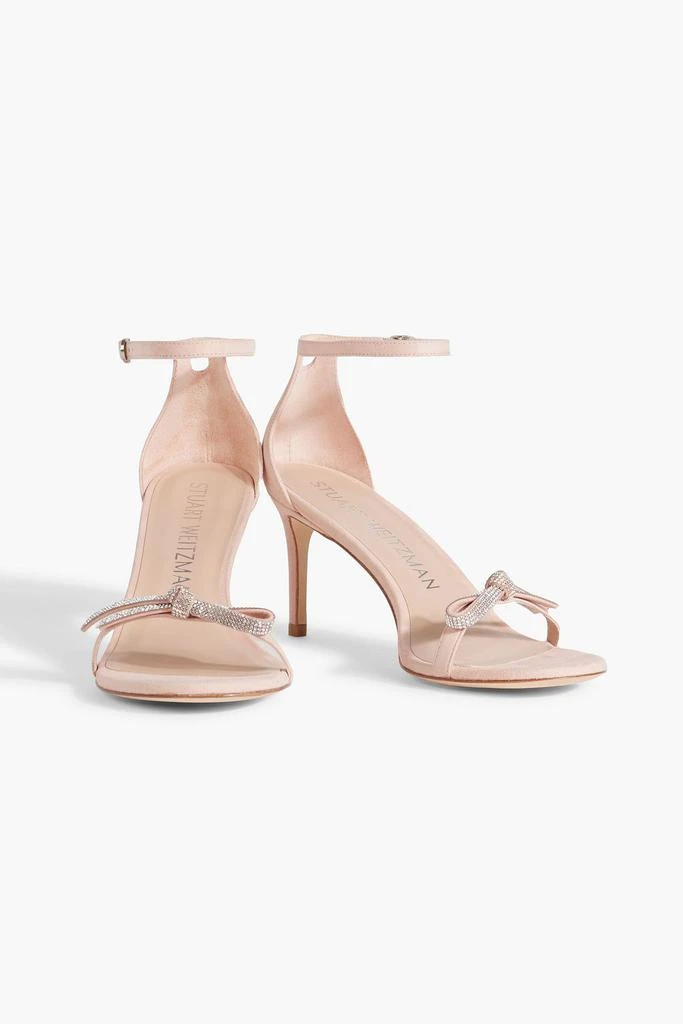 Stuart Weitzman Crystal-embellished knotted suede sandals 2