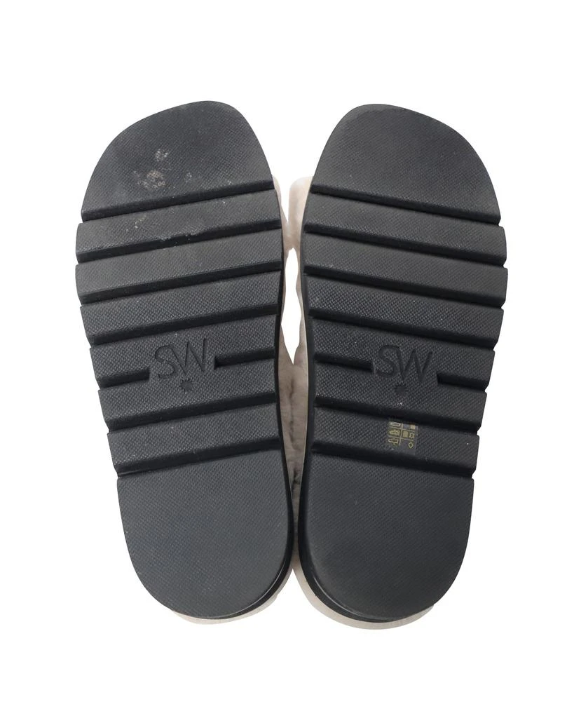 Stuart Weitzman Roza Lift Slides Sandals in Cream Faux Fur 5