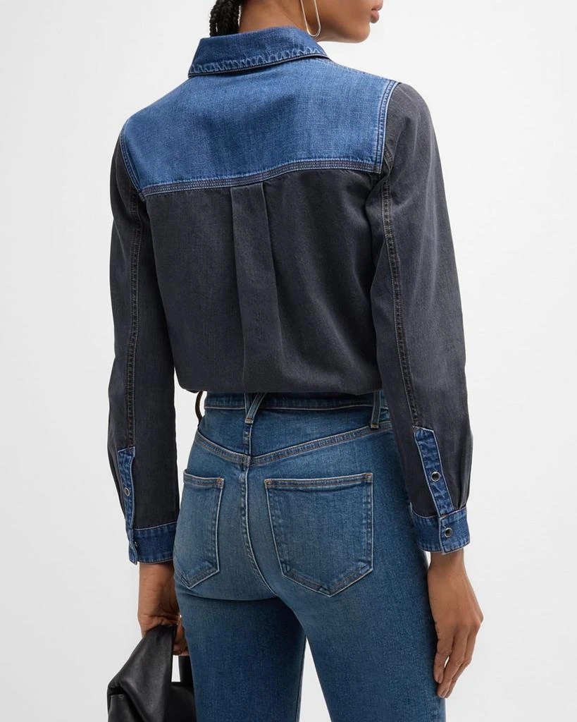 VERONICA BEARD Noah Color Block Denim Shirt 3