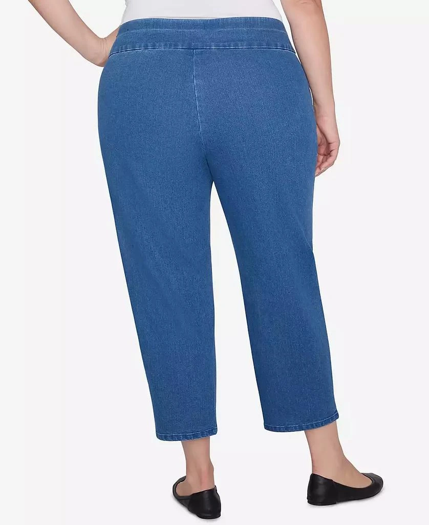 Alfred Dunner Plus Size Harvest Moon Floral Embroidered Denim Ankle Pants 4