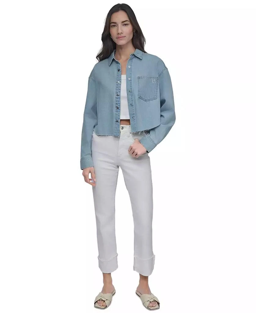 DKNY Women's Cropped Chambray Shirt 7