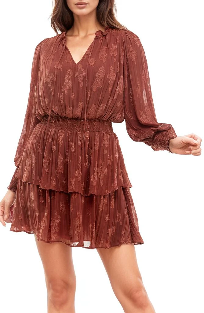 Socialite Smocked Tiered Ruffle Long Sleeve Minidress 4