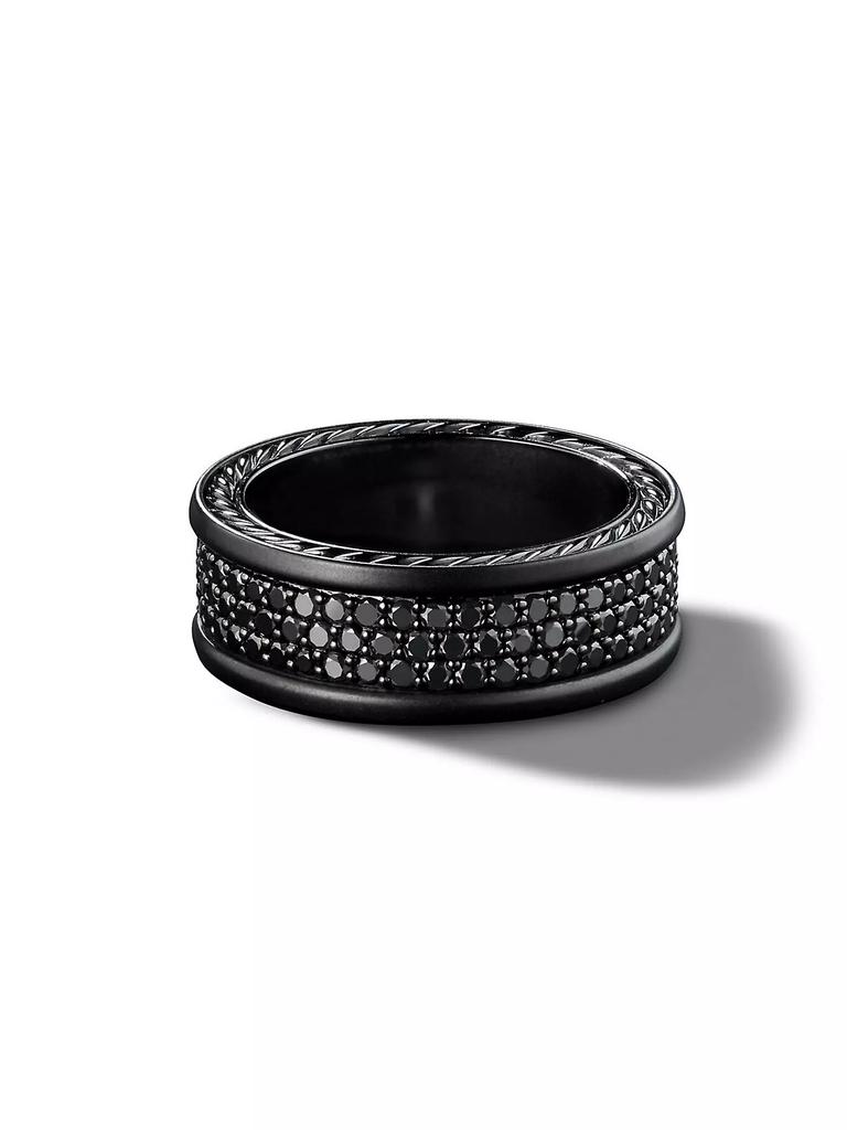 David Yurman Streamline® Three Row Band Ring in Black Titanium with Pavé Black Diamonds