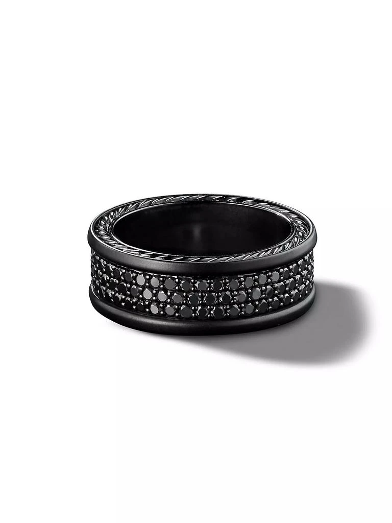 David Yurman Streamline® Three Row Band Ring in Black Titanium with Pavé Black Diamonds 1