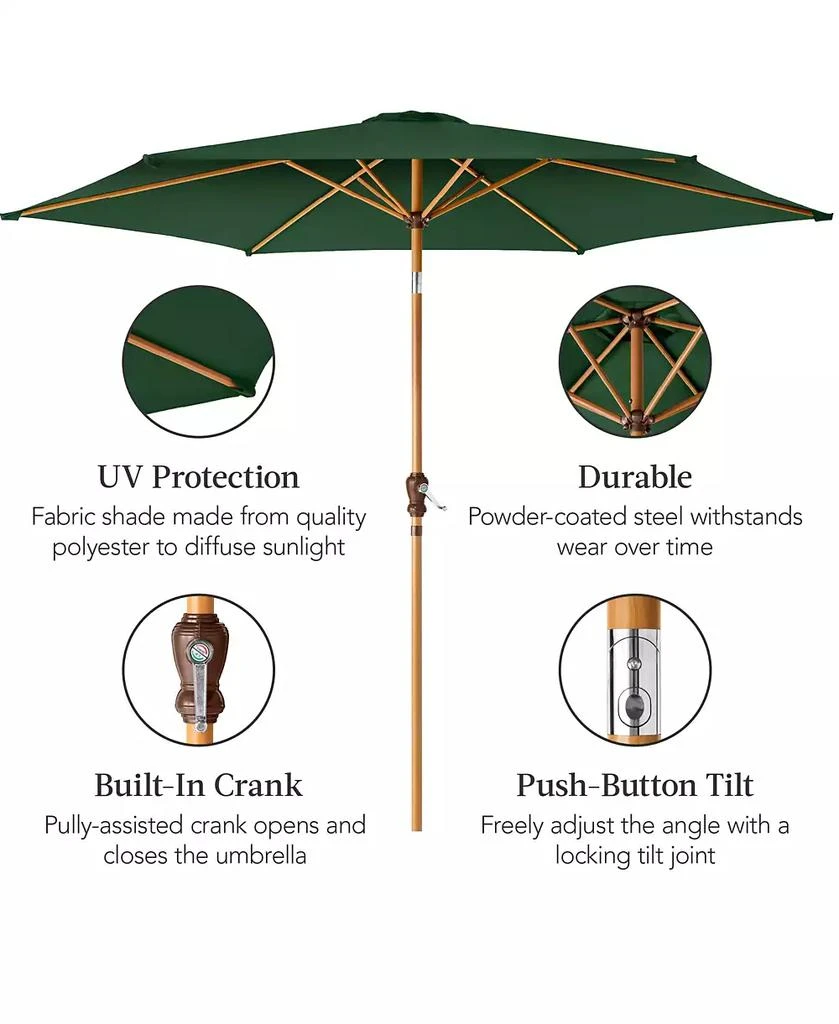 Best Choice Products 10ft Outdoor Woodgrain Pattern Steel Market Patio Umbrella w/ Crank, Tilt 6