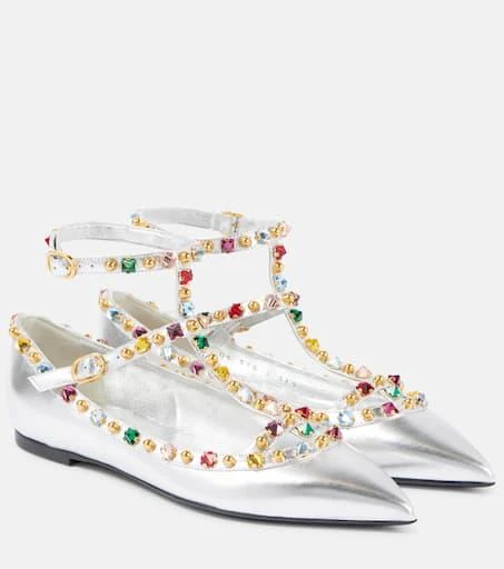 Valentino Rockstud embellished leather ballet flats 1