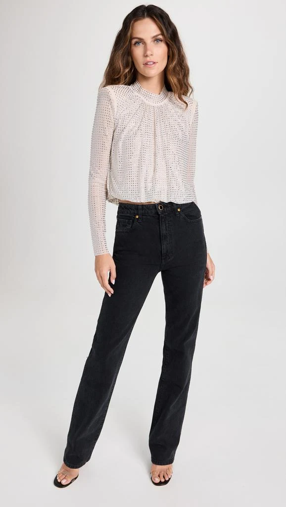 Self Portrait Cream Rhinestone Mesh Top 4