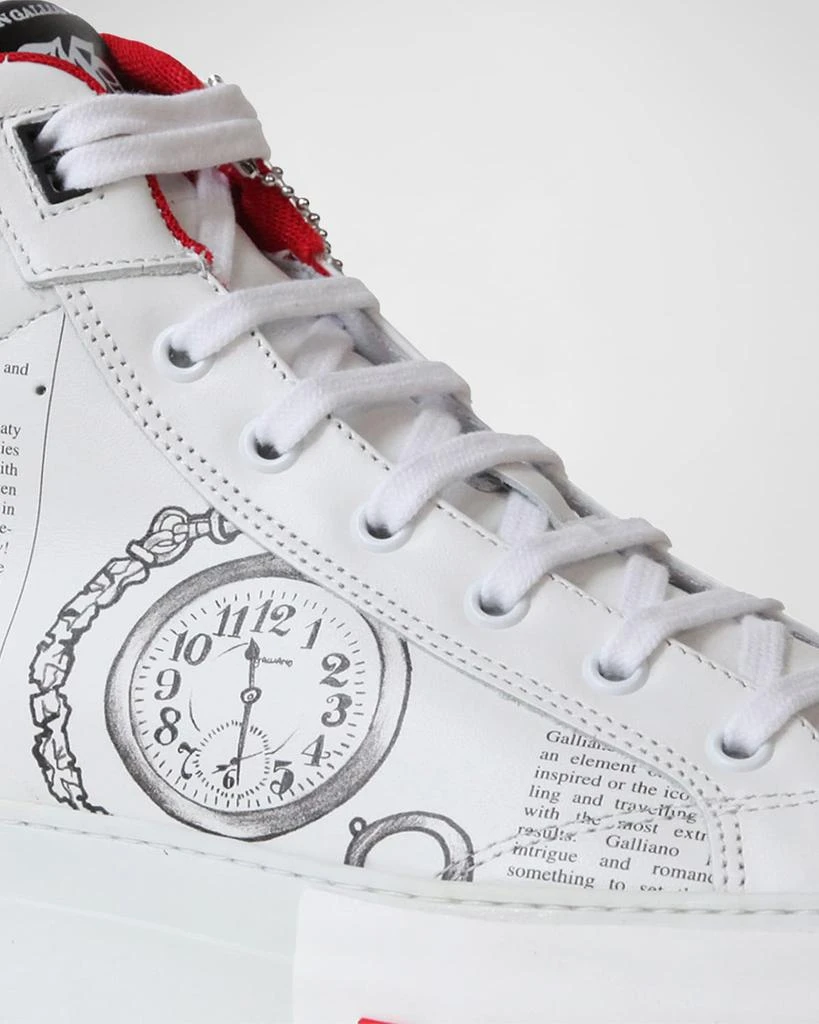 John Galliano Paris Men's Gazette High-Top Leather Sneakers 4