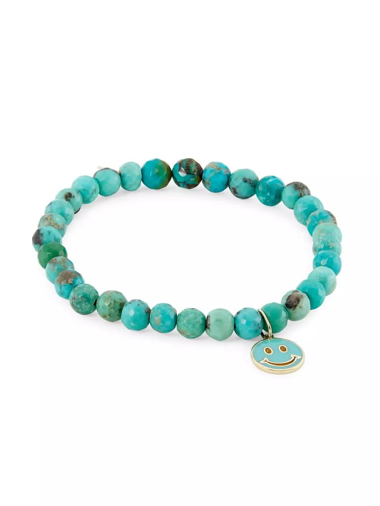 Sydney Evan 14K Yellow Gold, Turquoise &amp; Enamel Happy-Face Charm Bracelet 1