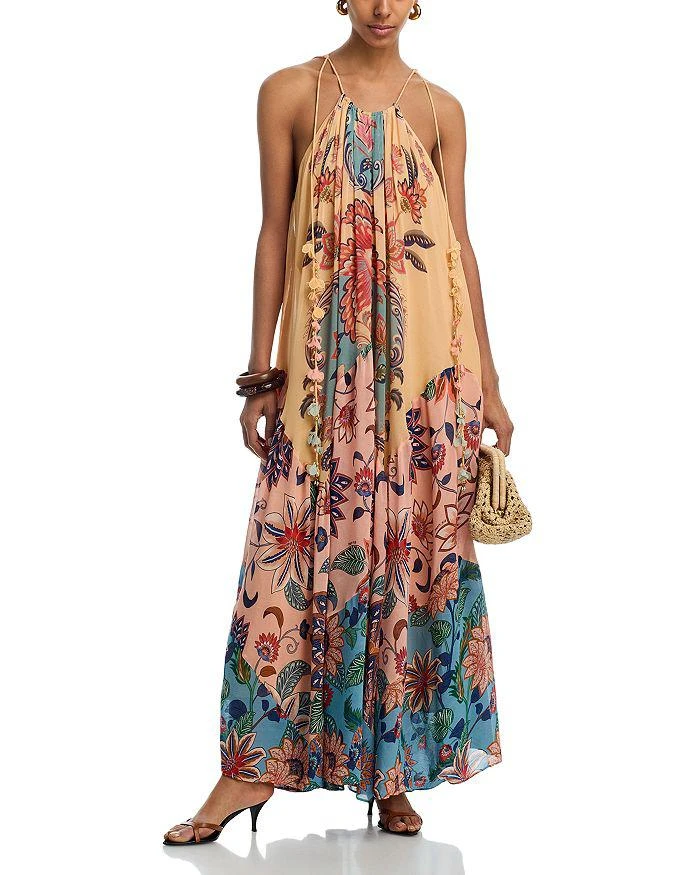 farm rio boho dress Farm Rio Sand Foliage Sketch Maxi Dress