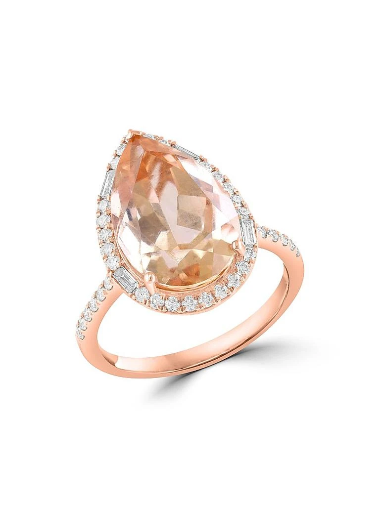 Saks Fifth Avenue Collection 14K Rose Gold, Morganite
0.49 TCW Diamond Halo Ring