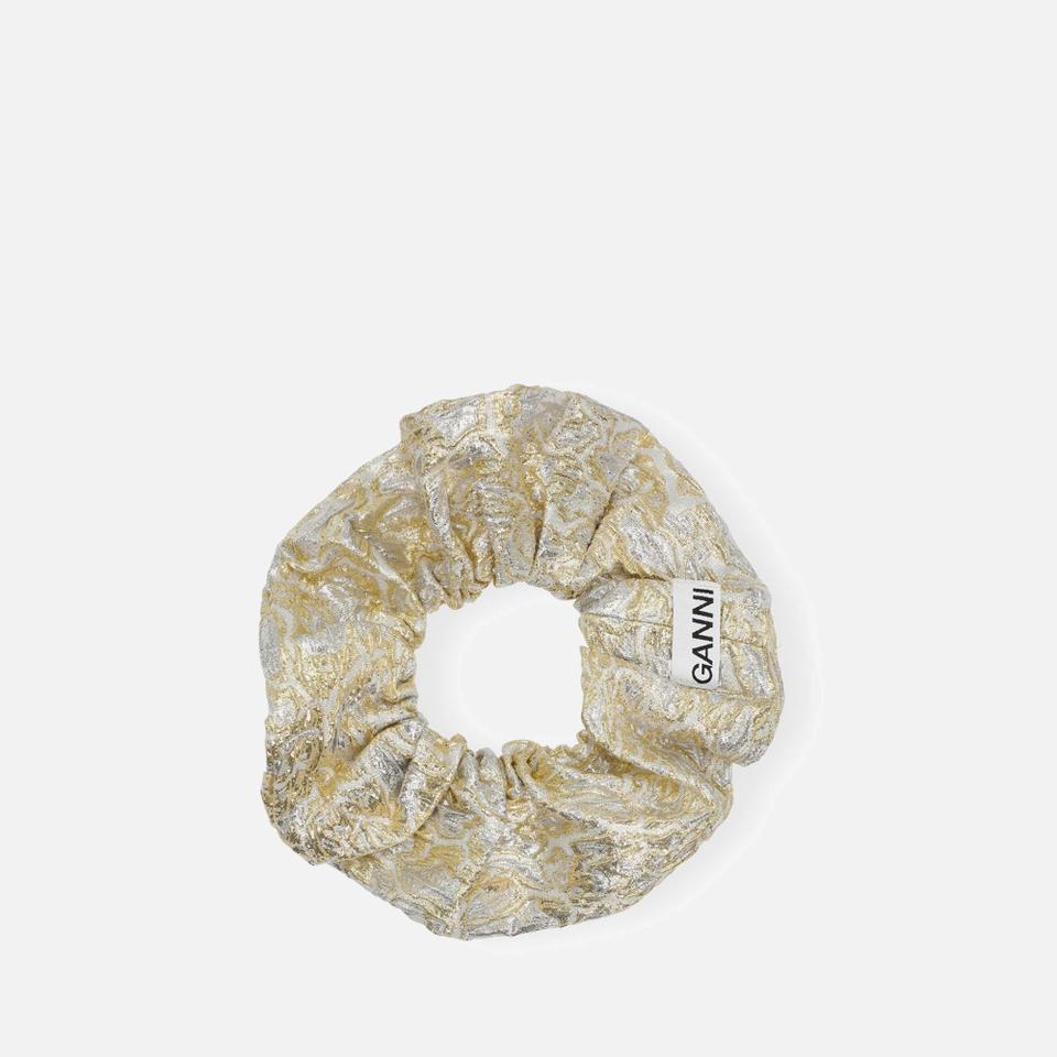 Ganni Ganni Metallic Cloqué Scrunchie
