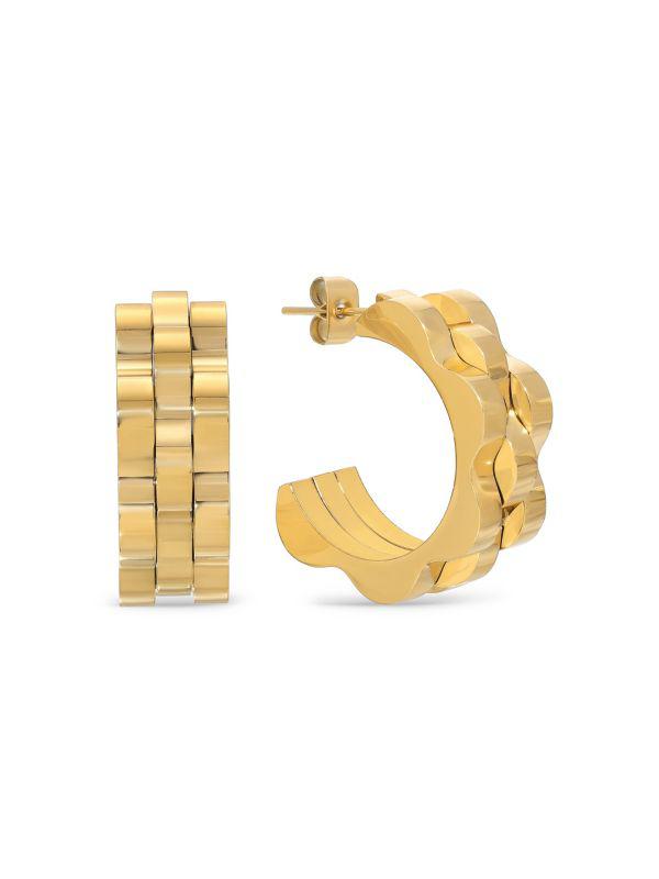 Eye Candy LA Luxe Avena Goldtone Titanium Half Hoop Earrings
