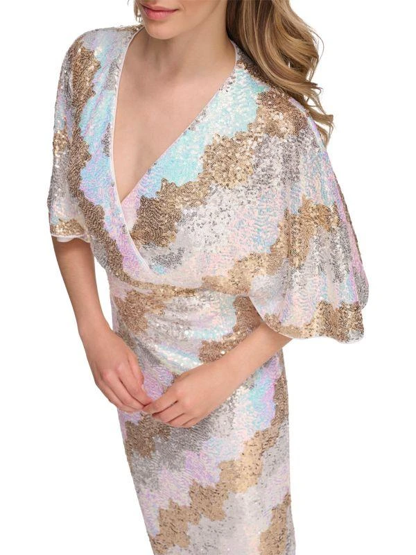 Kensie Sequin Flutter Sleeve Midi Sheath Dress 4