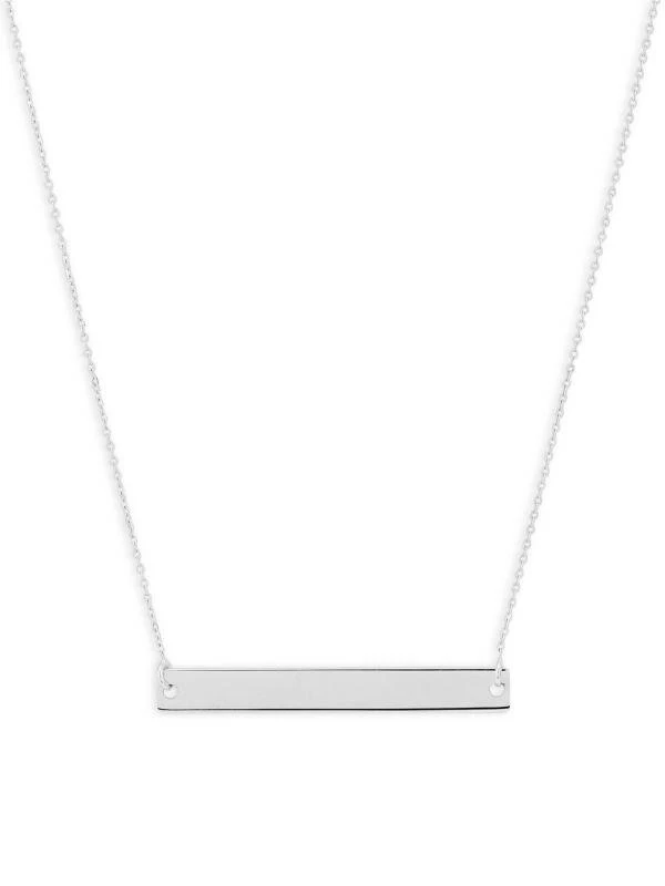 Saks Fifth Avenue 14K White Gold Bar Forzantina Chain Necklace 1