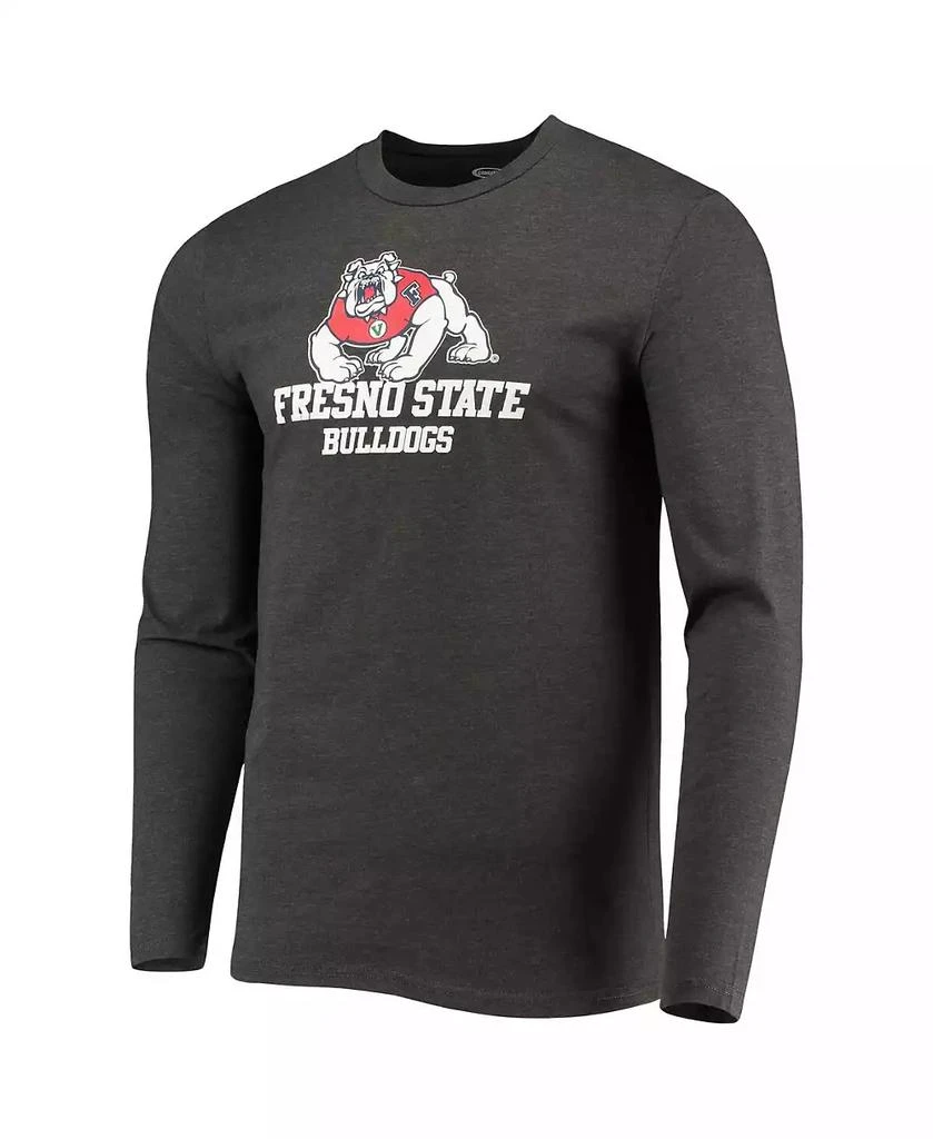Concepts Sport Men's Red, Heathered Charcoal Fresno State Bulldogs Meter Long Sleeve T-shirt and Pants Sleep Set 3